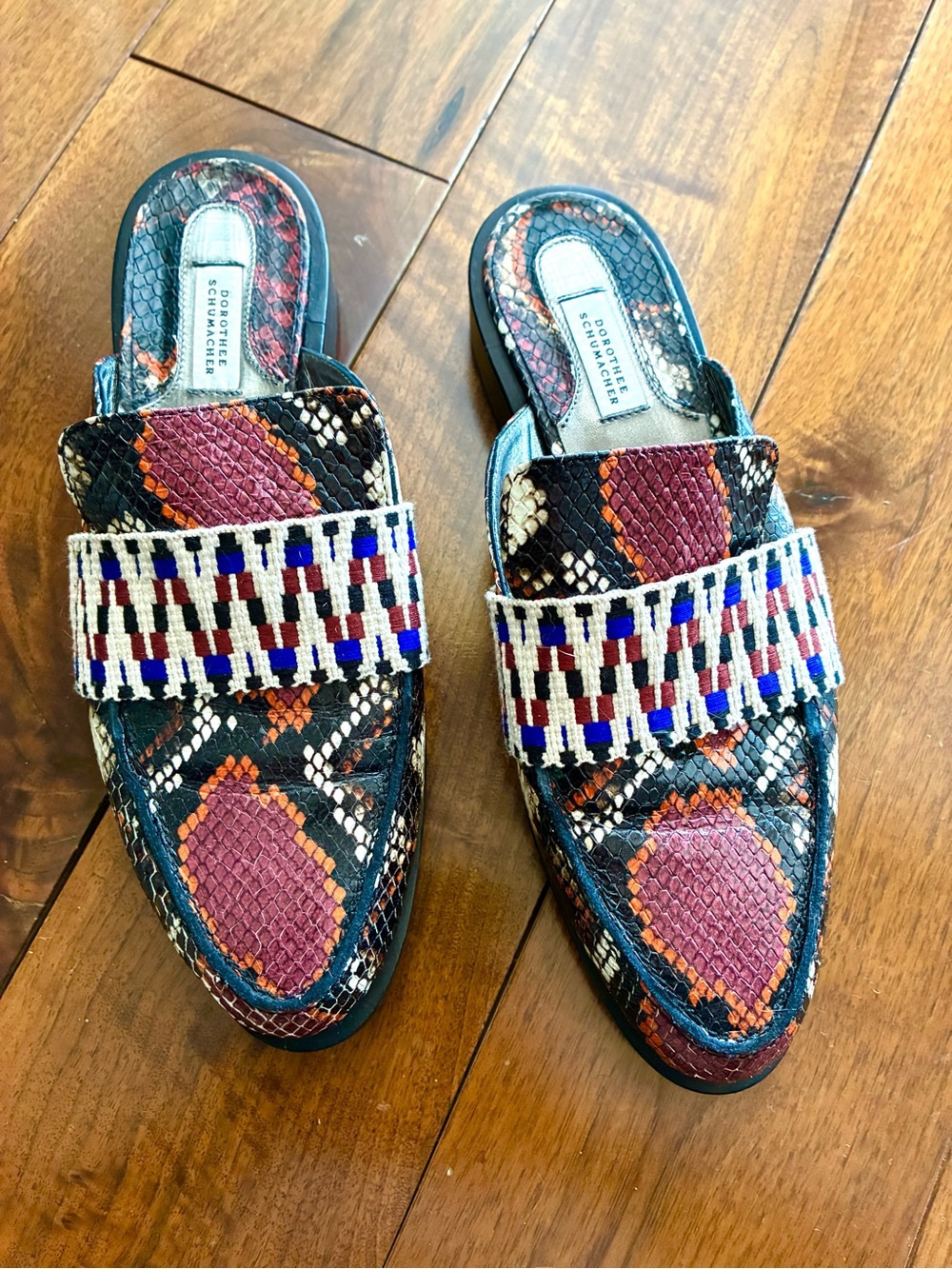 Dorothy Schumacher Vibrant Snakeskin Print Leather Mule